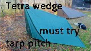 Tetra wedge, a great tarp pitch in three sizes. Setup instruction, pros & cons. You can tarp camp!