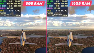 8GB vs 16GB RAM : Microsoft Flight Simulator 2020 - All Graphics Presets - 1080p ✈️