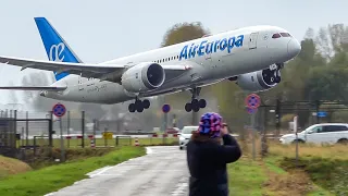 (4K) Autumn Plane spotting at Amsterdam airport Schiphol - Heavy planes, spray action and more!