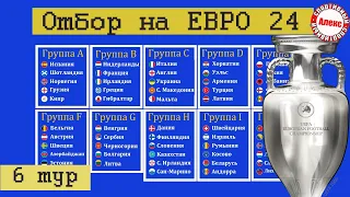 Отбор на Евро 2024. 6-й тур. Таблицы. Результаты. Расписание.