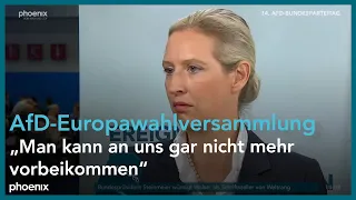 AfD-Europawahlversammlung: Alice Weidel (AfD) zu den aktuellen Umfragewerten