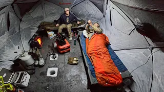 48 Hour Ice Camping Challenge! (GIANT LUXURY TENT)