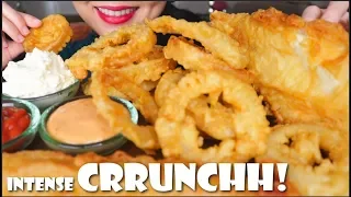 ASMR CRUNCHY ONION RINGS | FRIED FISH | BATTERED SAUSAGE | FRIED FOODS | EATING SOUNDS | NO TALKING