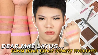 DEAR MAE LAYUG... GRWM QUAD GOALS FACE PALETTE REVIEW AND SWATCHES (MY HONEST THOUGHTS AND OPINION)