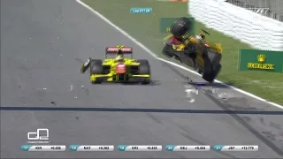 GP2 2016. Race 2 Barcelona. Antonio Giovinazzi Huge Crash