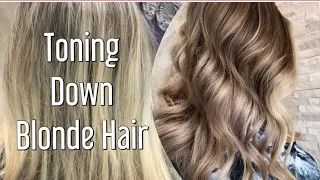 Toning Down Blonde Hair | MUSHROOM BROWN Tone