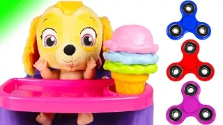 Paw Patrol Classroom Learning Colors with ICE CREAM, Fidget SPINNERS and Hatchimals | Ellie Sparkles