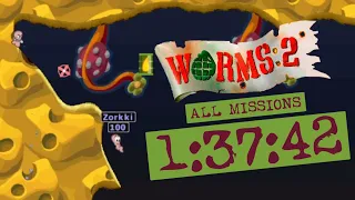 Worms 2 - All Missions speedrun in 1:37:42 (W2+)