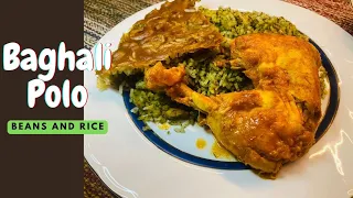 How To Make Persian Beans & Dill Rice | Iranian Baghali Polo ba Morgh | recipe by sheri food