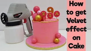 How to achieve Velvet effect on Cakes || Chocolate Velour Spray Gun || Chocolate Spray Gun