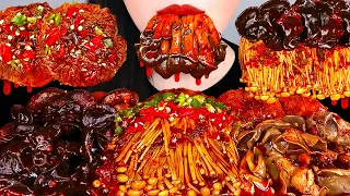 ASMR SPICY MARA MUSHROOMS MUKBANG WITH FIRE SAUCE *ENOKI MUSHROOM, SHIITAKE, OYSTER COOKING&EATING먹방