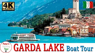 Garda Lake  Boat Tour ❤️ 🇮🇹 Malcesine to  Limone ❤️ Walking Tour 4K