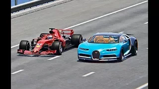 Ferrari F1 2018 vs Bugatti Chiron - TOP SPEED BATTLE