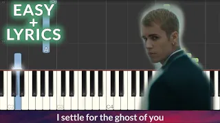 Justin Bieber - Ghost EASY Piano Tutorial + Lyrics