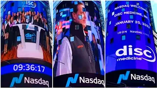 Times Square (12:45 DISC MEDICINE Celebrating Nasdaq Launch), Bryant Pk NYC LIVE January 20 2023