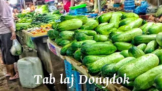 Mus ncig yuav zaub tab laj Dongdok hauv Vientiane