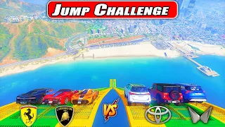 Powerful Super Cars🚀Vs Indian Cars💪 Ramp Jump Challenge⚠️ GTA 5