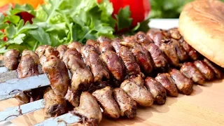 SKEWER of CHICKEN HEARTS on the grill! Juicy and tasty!