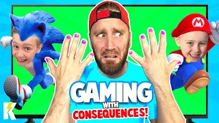 DadCity gets Pretty! Gaming with Consequences: Mario and Sonic Olympics Edition | KIDCITY