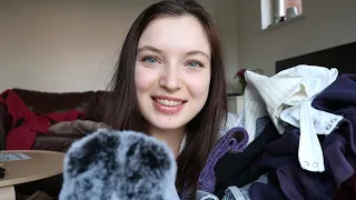 ASMR Clothing Haul (zara, abercrombie & fitch, thrifted) whispering and fabric sounds