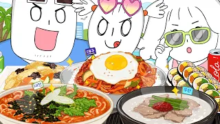 Bibimbap & Spicy noodle(Kalguksu) Mukbang! Animation ASMR /foomuk