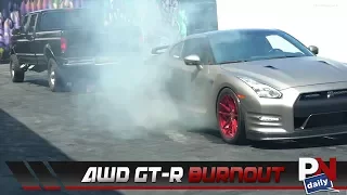 An All Wheel Drive Burnout In A GT-R