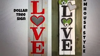 Dollar Tree DIY Farmhouse Style Valentine LOVE  Sign/DIY Galvanized Heart