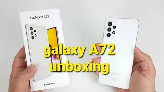 Samsung Galaxy A72 unboxing Awosome white