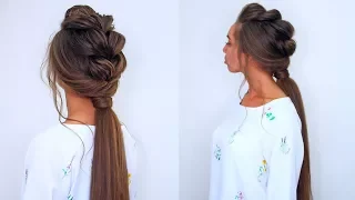 Hairstyle every day for long hair| Braid elastics tail
