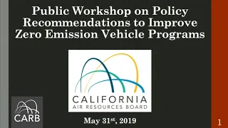 Policy Recommendations to Improve Zero-Emission Transportation Programs - 05/31/19