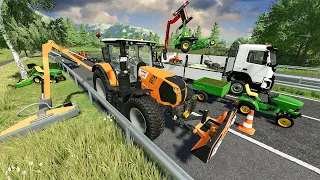 Paysagiste VOIRIE ! Mini-tondeuses en action & éparage d'autoroute | Farming Simulator 22