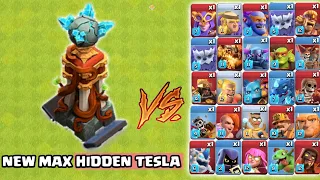 New Max Level Hidden Tesla Vs Max Level All Troops | Clash Of Clans