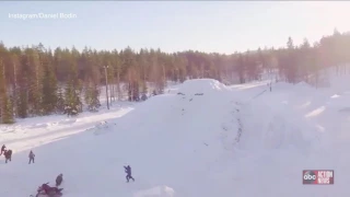 Crazy snowmobile double backflip