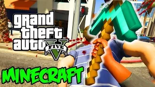 GTA 5 PC - MINECRAFT WEAPON MOD!!! GTA 5 Minecraft Mod Gameplay Funny Moments! (GTA 5 PC)