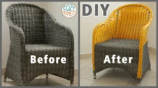 DIY Wicker Chair Makeover Using Plastic Rattan