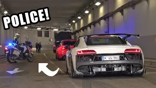 Supercars Go CRAZY in a Tunnel!! - Police, Launches, Burnouts & Accelerations!