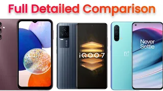 Samsung A14 vs ⚡iQOOz7⚡vs OnePlus Nord CE 3 Lite Full Detailed Comparison