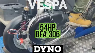 !54hp! vespa BFA 306 cc DYNO run / bfa- & resiBOX exhaust 43hp / UNDIs /