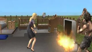 Sim gets shocked from tv