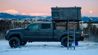 Solo Winter Camping in my Tacoma | (-11°C/12°F)