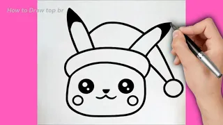 HOW TO DRAW CUTE CHRISTMAS PIKACHU VERY EASY DRAWING PIKACHU STEP BY STEP