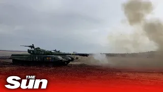 Ukraine's tank crews practice firing drills in Zaporizhzhia region