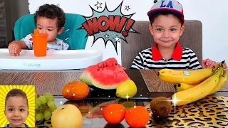 Learn Names and Colors of Fruits for kids with Ethan and Callum