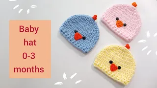 How to crochet a baby hat very easy/ 0-3 months baby hat tutorial/ step by step/