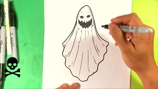 EASY How to Draw CREEPY GHOST