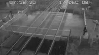 Man Dodges Train at level crossing - Shocking!! High Quality FULL