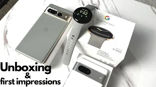 Google Pixel 7/Pro & Pixel Watch Unboxing, Setup, First Impressions!