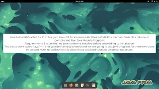 How to install Oracle JDK 21 in Manjaro Linux 23 with JAVA_HOME Environment Variable