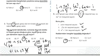 9. Sınıf Matematik Kazanım Kavrama Test 8 (Sayı Kümeleri) Çözümler