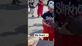 MADE HIS DAY! Gifting a young fan some Slipknot Masks!